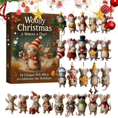2025 Felt Mouse Advent Calendar 24-Day Christmas Countdown with Handmade Felt Mice Ornaments Holiday Keepsakes for Home Decor Collectors