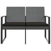 VidaXL Banc de jardin à 2 places et coussins gris foncé PP rotin 360211