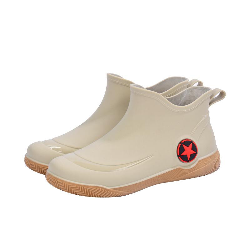 Fashion Short Men's Rain Shoes Low-top Non-slip Waterproof Shoes Casual Light-mouth Rain Boots Popular Water Shoes Flat-soled Rubber Shoes