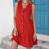 New Summer Fashion V-Neck Solid Loose Slimming Dress for Women