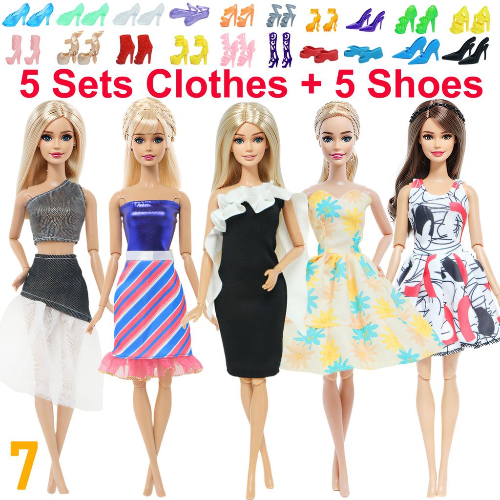 10 Stück/Set Mode-Outfits Ba Puppe Bie Hemd Hose Kleid Schuhe 11,5 Zoll Puppenkleidung Puppenhaus 11,8" 30cm 1/6 Puppenzubehör