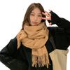 Scarf Women's Autumn and Winter Warm Solid Color Cashmere Scarf Korean Version New Student Scarf Winter Red Scarf
