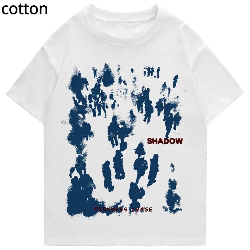 Oversized T-shirt Summer Cotton Short Sleeve Tee Shirt Fashion Printed Shadow Hip-Hop Women Clothes Unisex's Top 2023 New Arrival