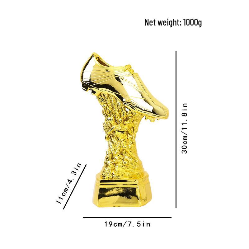 Golden Boot High Pillar Shooter Electroplated Resin Trophy - World Cup Fan Ornament