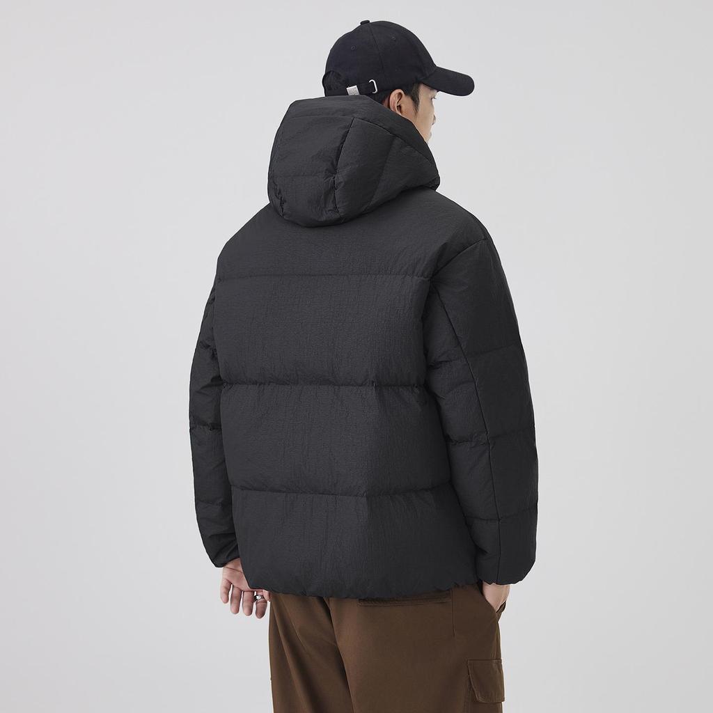 Men's 2025 Fashion Trend Black Hooded Down Jacket - 90% Down, Thick & Warm