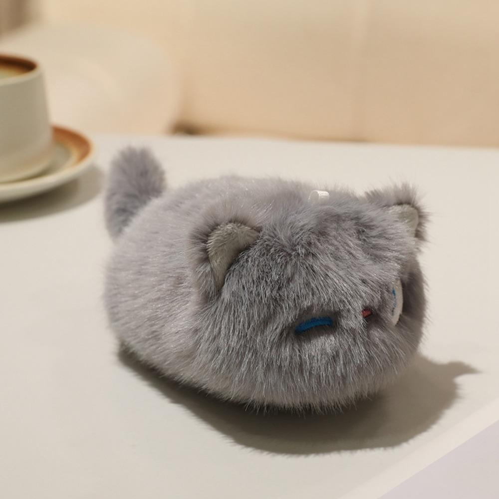 Stuffed Animals Black Cat Plush Keychain Cartoon Round Orange Cat Dolls Pendants Fluffy 16Cm Grey Cat Plush Dolls Baby Gifts