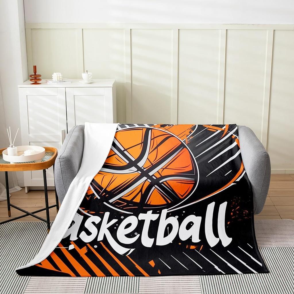 Manfei Sport-Themen-Kuscheldecke Perfekt für Bett, Couch oder Sofa Weiches, atmungsaktives Flanell mit Basketball-Design x Zoll Id