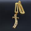 Islam Broadsword Stainless Steel Chain Necklaces Gold Color Long Necklace Pendant Men Jewelry colier homme N437S05