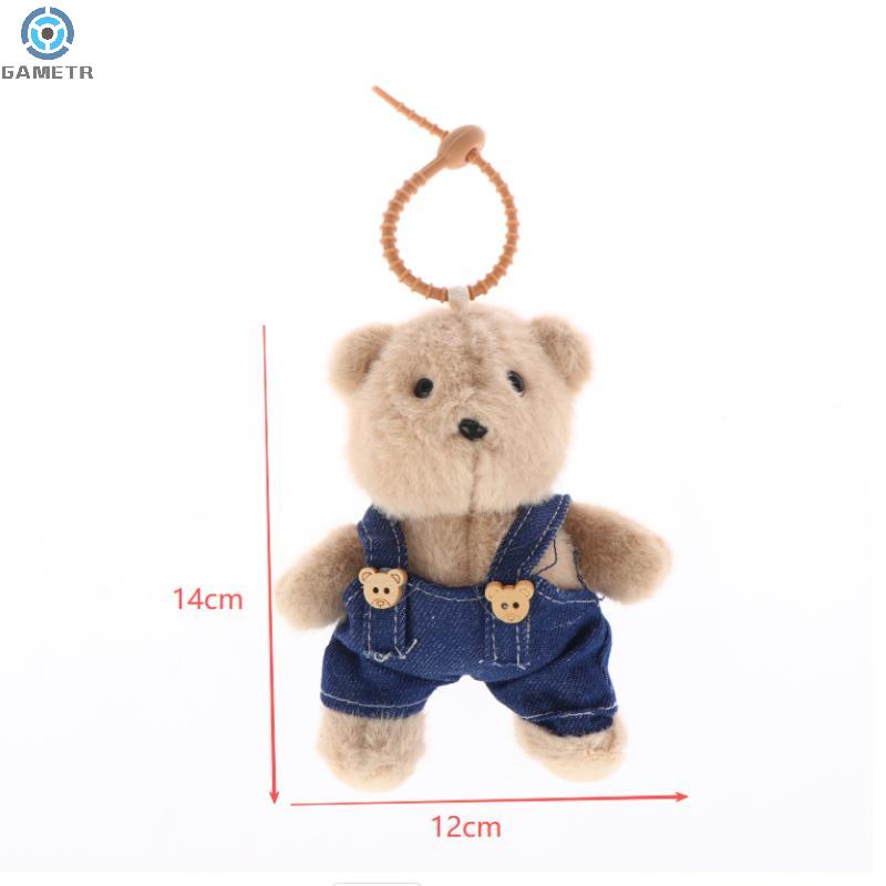 12cm Cute Overalls Bear Bear Plush Pendant Couple Hanging Accessories Cartoon Bear Bag Charm Decor Gift