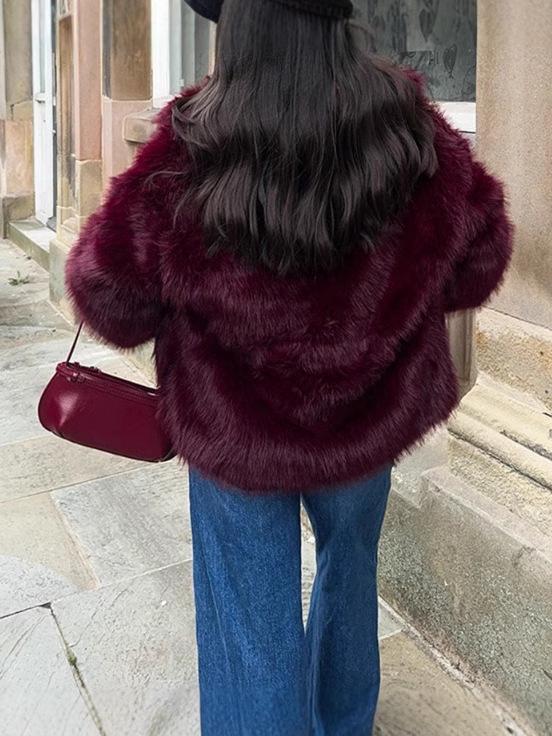 2024 European & American Women's Faux Fox Fur Long Sleeve Coat - Elegant, Fashionable Autumn/Winter Outerwear
