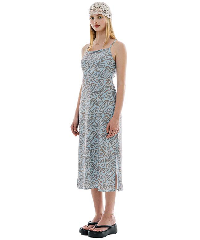 Leoninghai Archive Print Sleeveless Long Dress [Gold/Sky]
