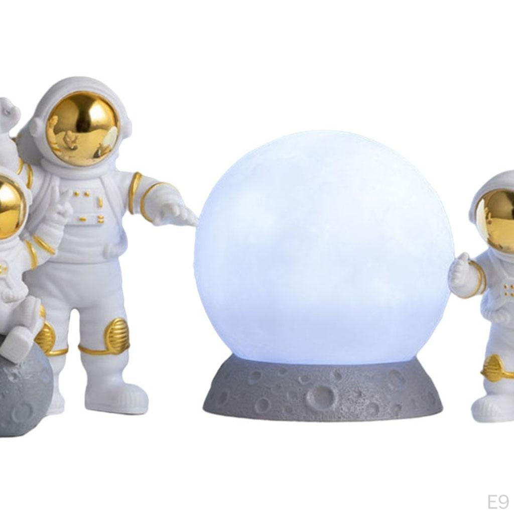 4 Pcs Cute Astronaut Statue PVC Ornament Fireplace Figurine Decoration Sculpture Home