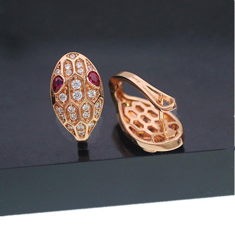 

Изысканные Русские Фиолетово-Золотые Серьги-Змеи с Инкрустацией Цирконами, Красный Камень, Холодный Ветер, Позолоченная Розовым Золотом Застежка-Змея для Уха, Украшение (s925 sterling silver pair)