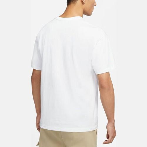 Nike Men's White Short-Sleeve T-Shirt with Solid Color Front Logo Print