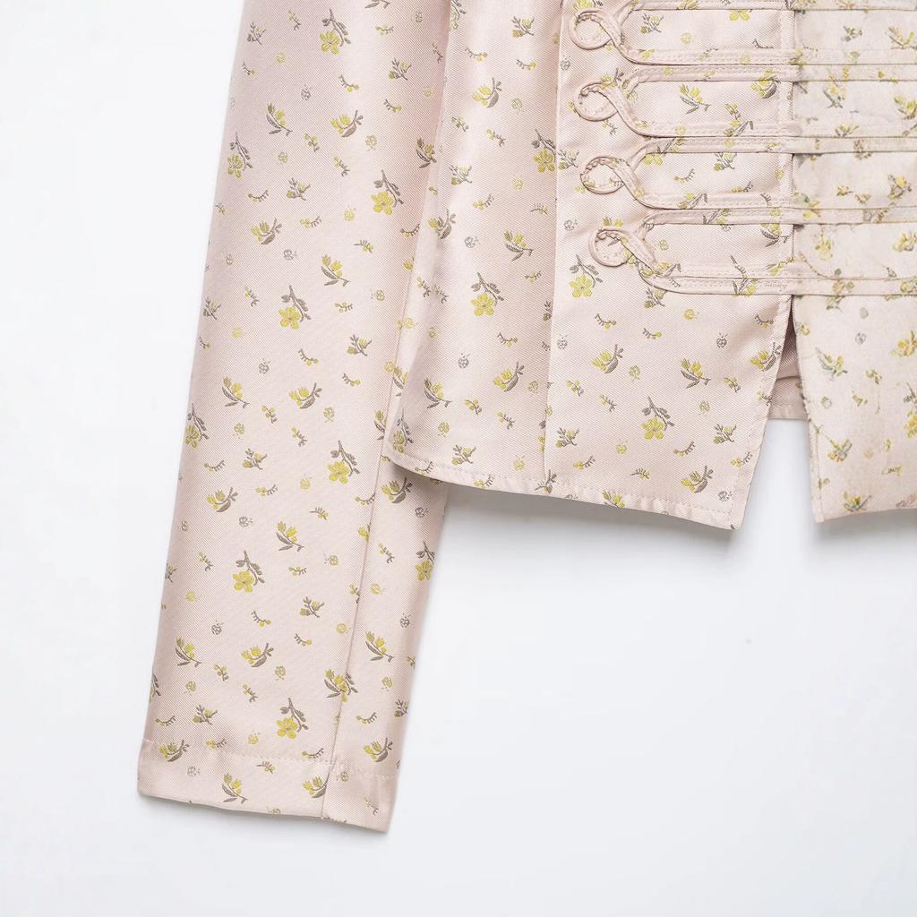Autumn new fashion temperament floral print slim suit jacket 4341706