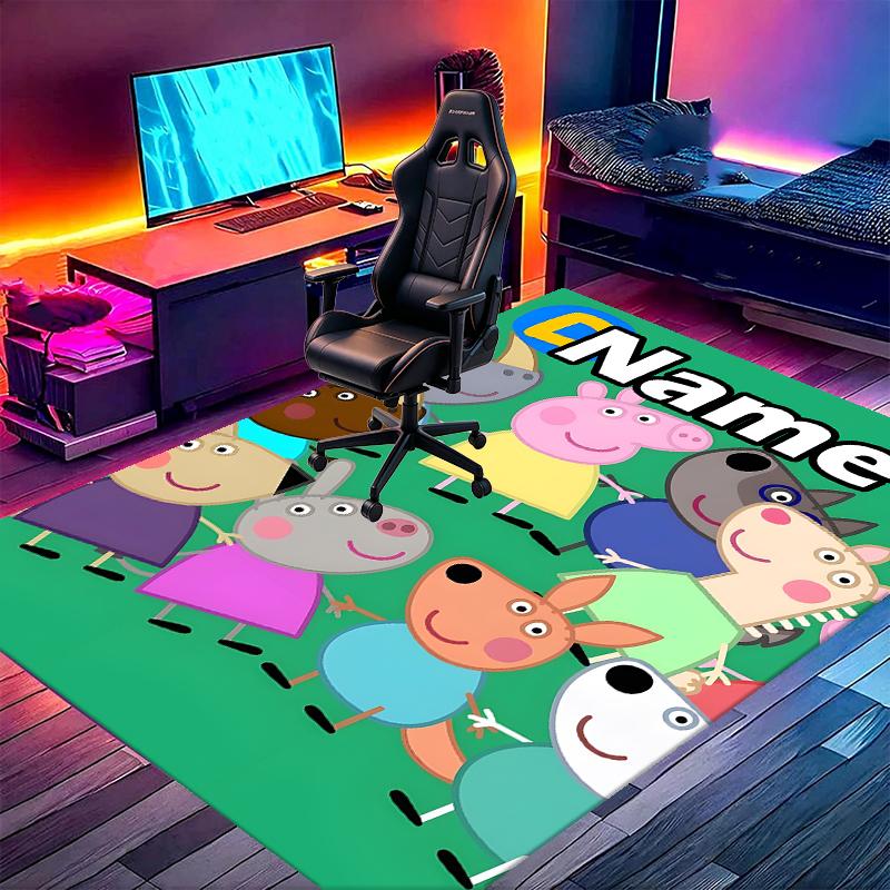 Custom Name Personalized Pink Pig Print Carpet, Versatile Home Decor Rug, for Playroom, Apartment, Balcony, Entryway, Hallway Gift
