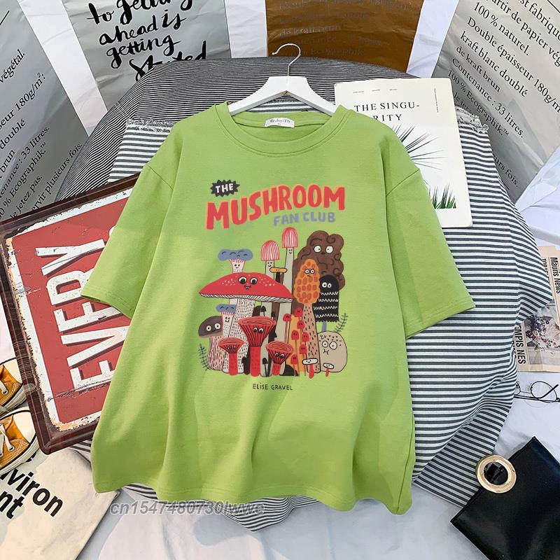 Material Retro Apricot Mushroom Cute T Shirts Oneck Casual 100 Cotton Plus Size Unisex Unisex Tshirts 2022 Streetwear Clothes