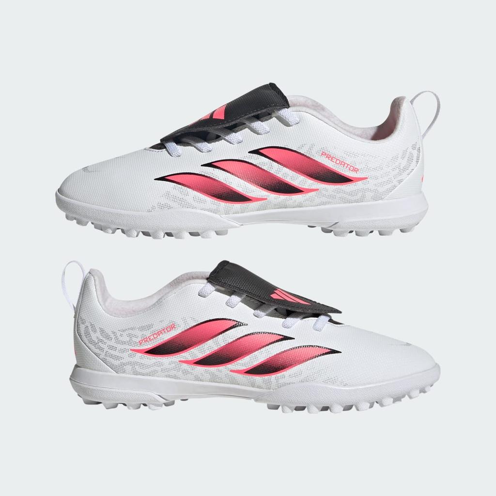 adidas Predator Club Fold-Over Tongue Elastic Laces Turf Football Boots Kids IH2087 Kids' Performance Sports Shoes Cloud White / Solar Turbo / Core Bl