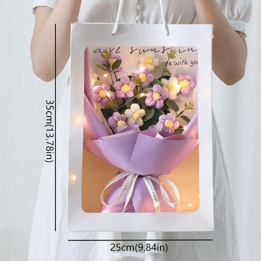 Soft Yarn Artificial Flower Arrangement Korean Style Crochet Daisy Flowers  Home Decoration