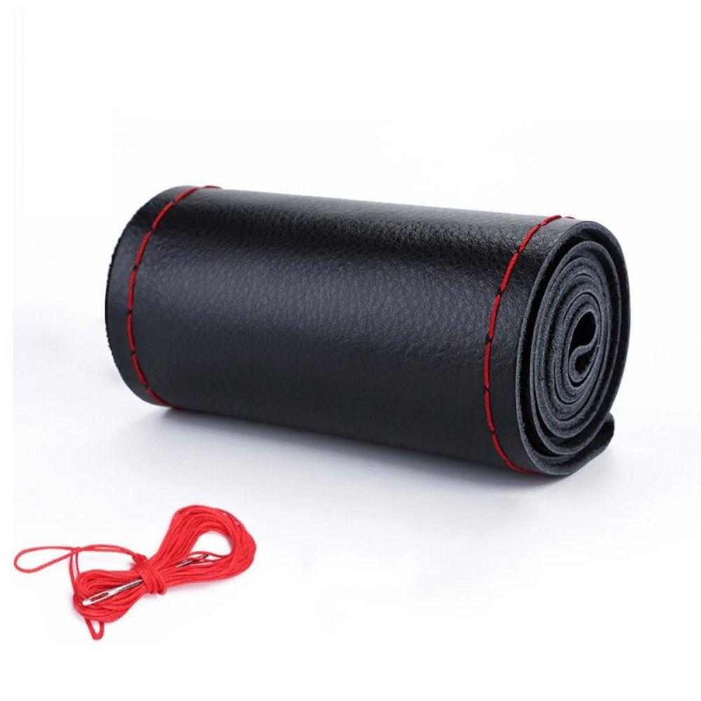 Soft Texture Steering Wheel Cover Microfiber Leather Breathable Steering Wheel Cover  Most Vehicles No Hole Red