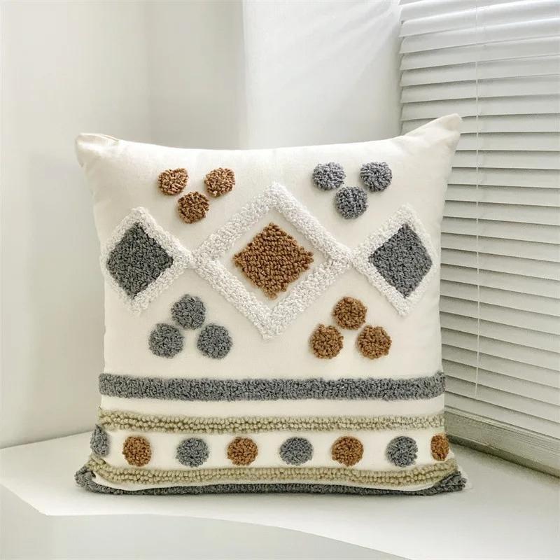 Federa Cuscino Decorativo in Velluto Ricamato 45x45CM Copricuscino Lombare Stampa Bohemien Decorazione Casa