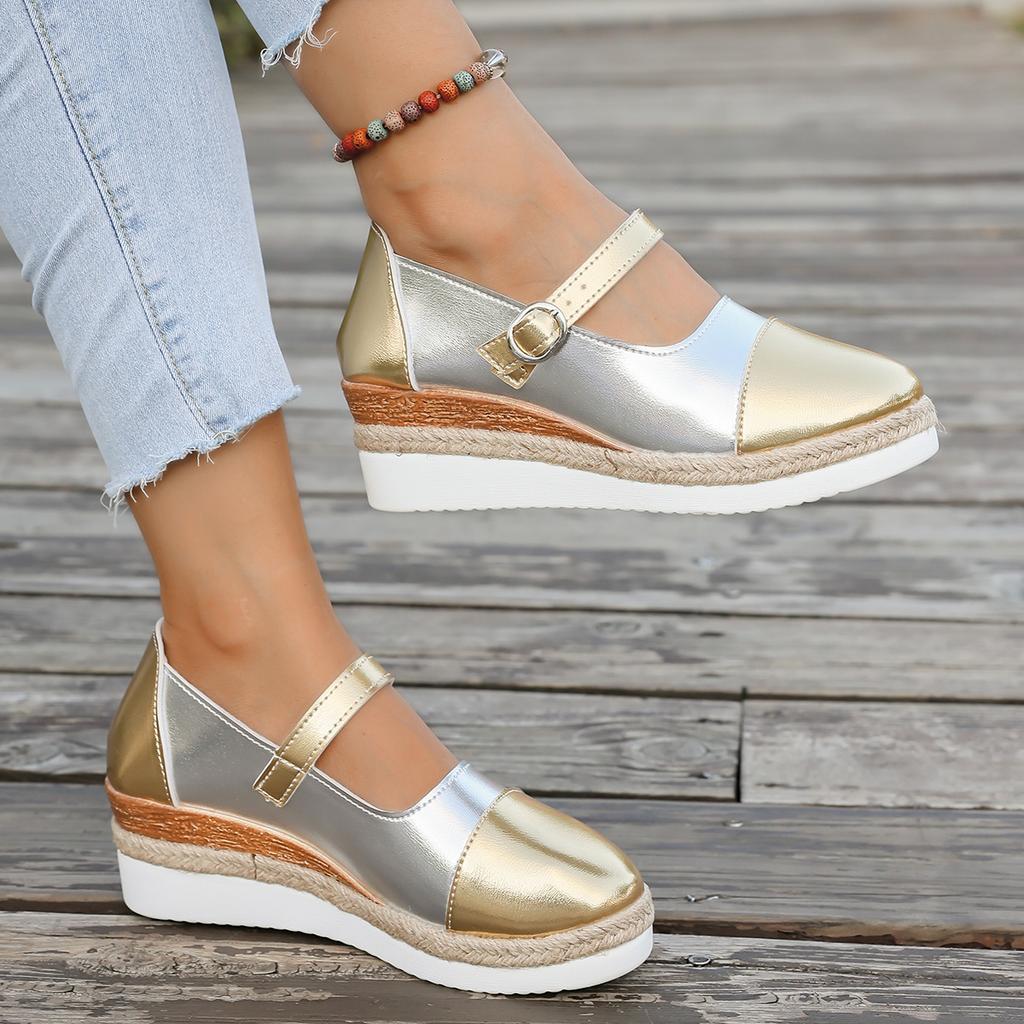 Spring and Autumn New Round Toe Wedge Heel Comfortable Casual Single Shoes Fashionable and Sexy Plus Size High Heels for Women