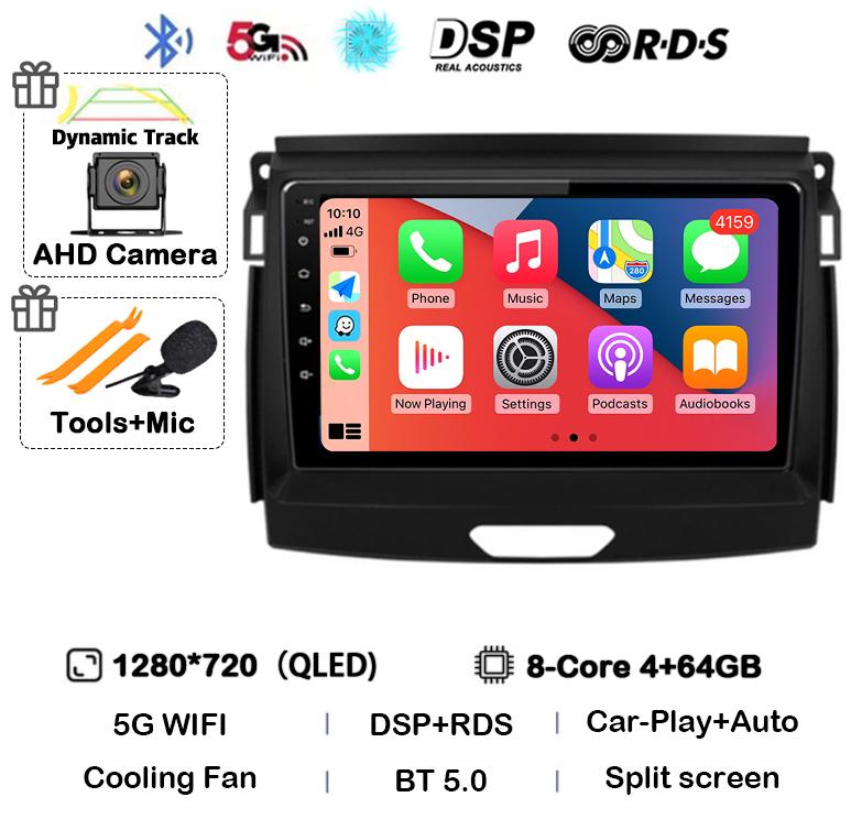 Android 14 Carplay Auto Car Radio Stereo For Ford Ranger 2015 2016 2017 2018 2019 2020 GPS Multimedia Autoradio Player Head unit