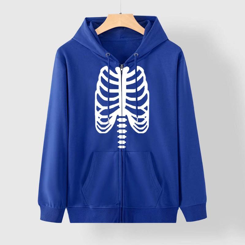 Gothic Skull Skeleton Print Oversized Hoodie Teens Men Long Sleeve Cotton Pullover Sweatshirt
