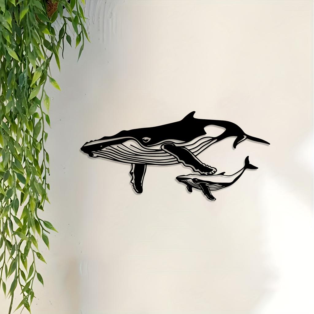 1pc Rustproof Iron Whale Metal Wall Art Decor for Living Room Bedroom Bathroom