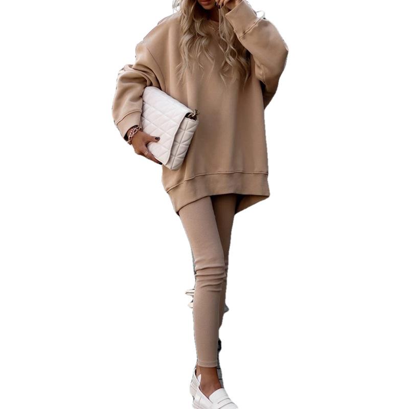 2026 cross-border foreign trade European and American women's clothing, new spring models, fashionable round neck lazy style tight long-sleeved