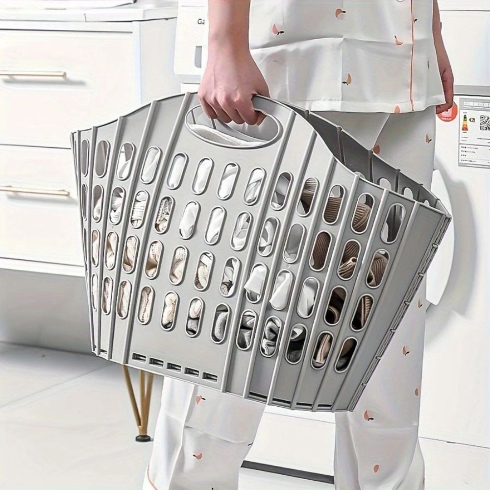 1PC Folding Laundry Storage Basket Large Capacity Bathroom Wall Hanging Basket Space Saving Design Suitable for Home Use