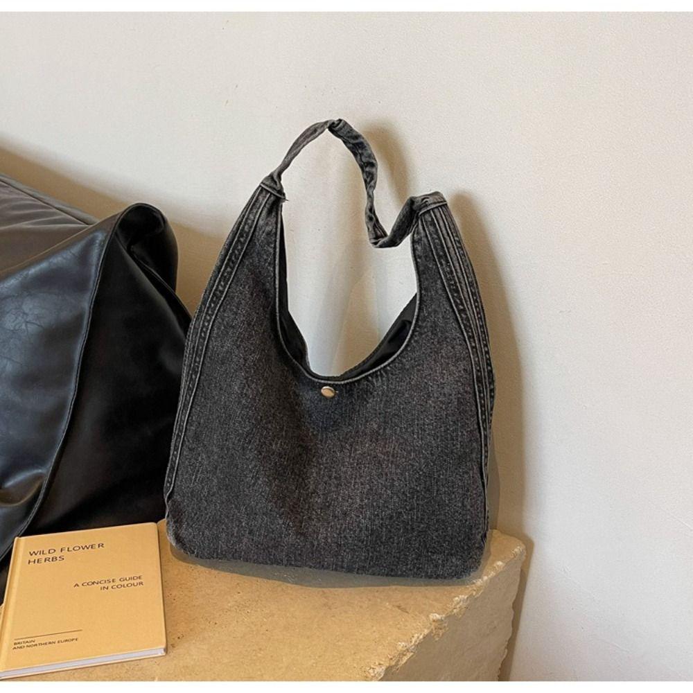 Daily Women Shoulder Bag High-capacity Wallet/Cosmetics Storage Ladies Denim Fabric Denim Tote