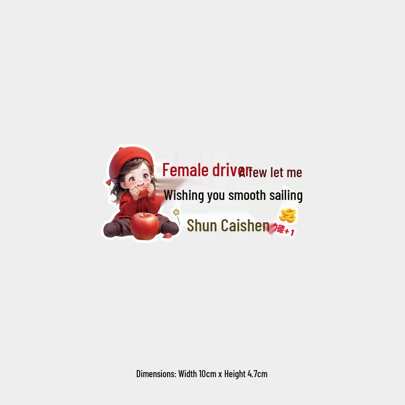 

Funny Let Me Pass Cartoon Car Sticker for Female Drivers - Reflective Decorative Rear Window Decal