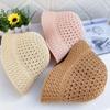 Bucket Hat Spring Summer Hollow Knitted Hat Solid Color Sunhat Fisherman Caps Casual Foldable Beach Cap