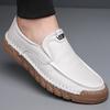 Pierwsza warstwa skóry bydlęcej, męskie codzienne małe białe buty, oddychające buty typu slip-on do jazdy, mężczyźni