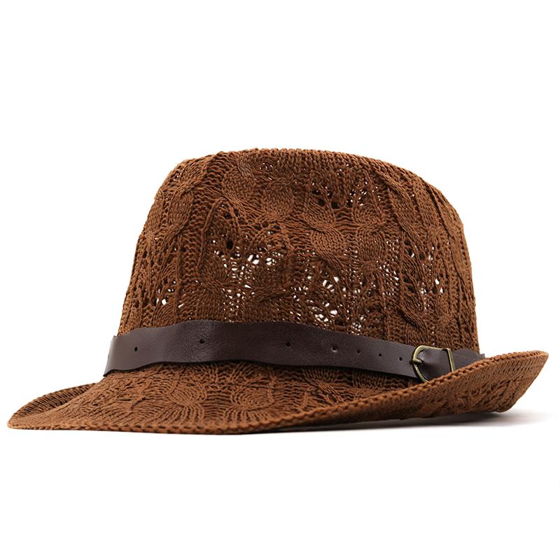 Vintage Hollowed Men Panama Hat Men Cotton Fedora Male Sun hat Women Summer Beach hat Chapeau dad Jazz Trilby Cap Sombrero