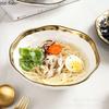 Irregular Gold-plated Edge Ceramic Steak Plate Salad Plate Dessert Plate Matte Thick Soup Bowl Restaurant Creative Tableware