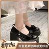 Mary Jane Shoes Women's Spring 2025 New Fashion High Heel Bow Platform Heel Pearl with Skirt Small Leather Shoes