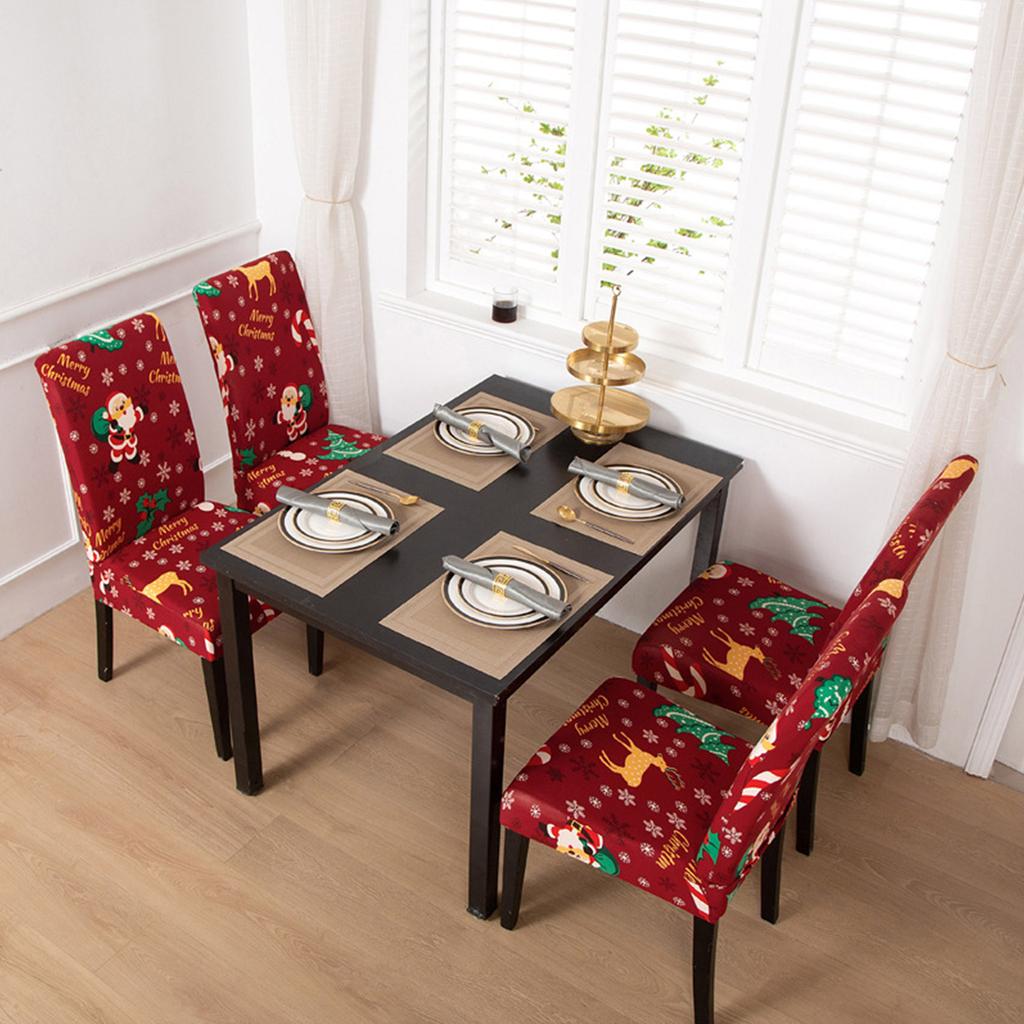 Christmas Cartoon Chair Cover Elastic Festival Party Dining Chairs Stool
