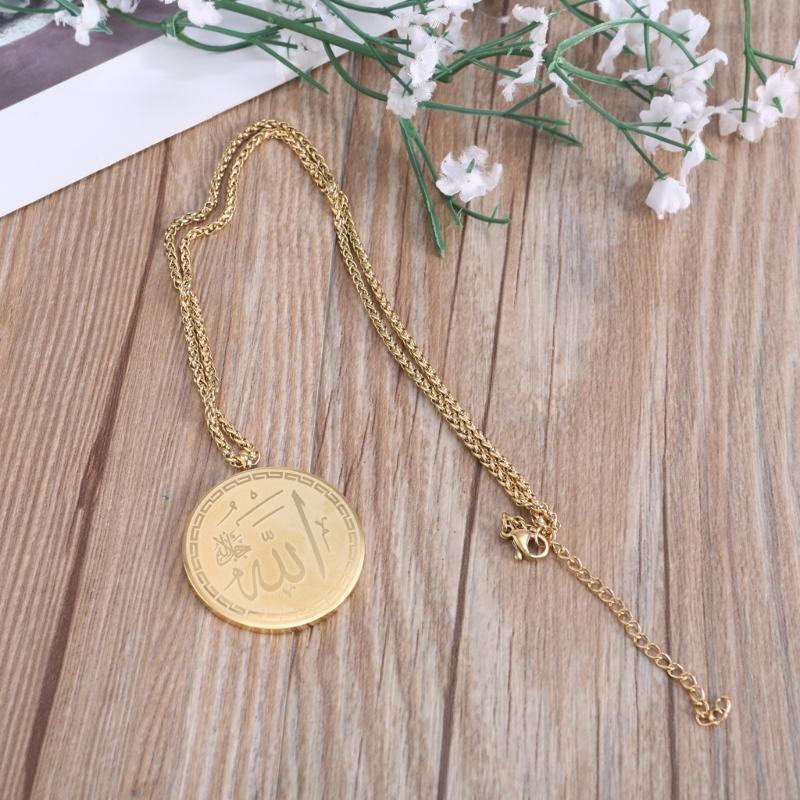Elegant Arabic Calligraphy Necklace with Ayatul Kursi Pendant Stainless Steel Clavicle Chain Jewelry for Men and Women