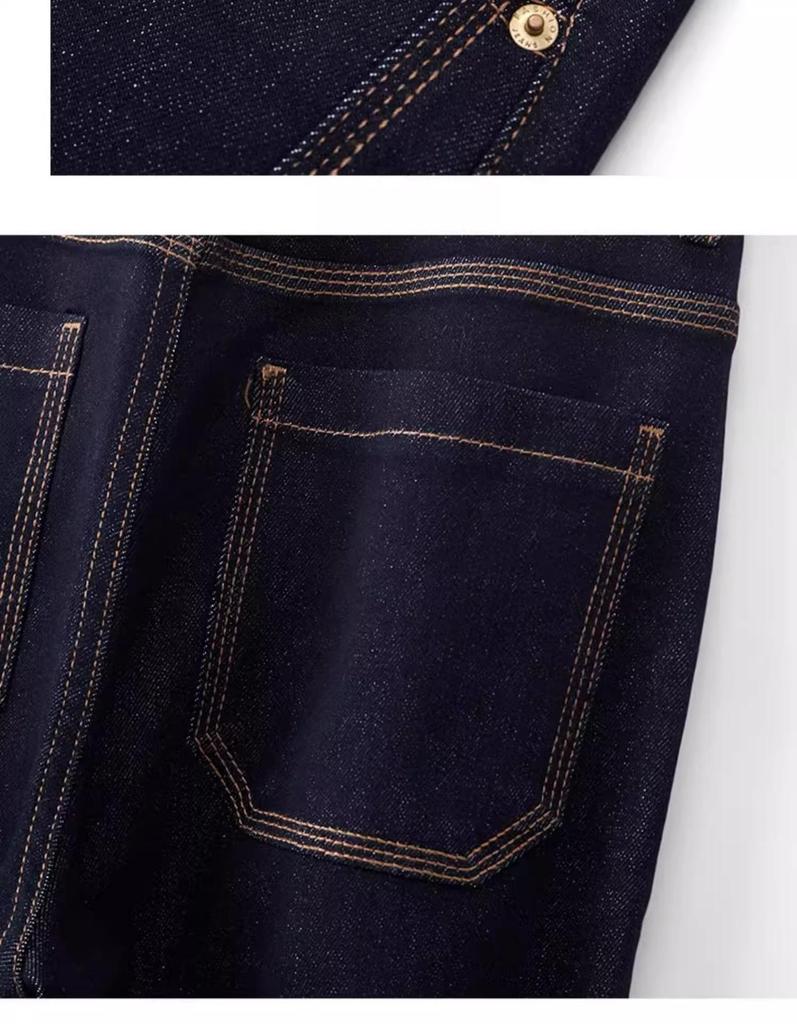 Spring 2025 Women's Dark Blue Retro Wide-Leg Jeans: High-End, Floor-Length, Loose Straight-Leg Pants