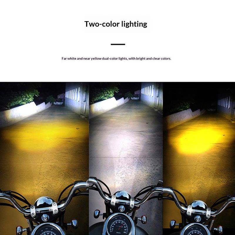1Pcs Motorcycle Led Spot Light Dual Color Hi/Low Beam Fog Lamps For Car Trucks Suv Utv 12V Mini Lens Headlight Driving Light