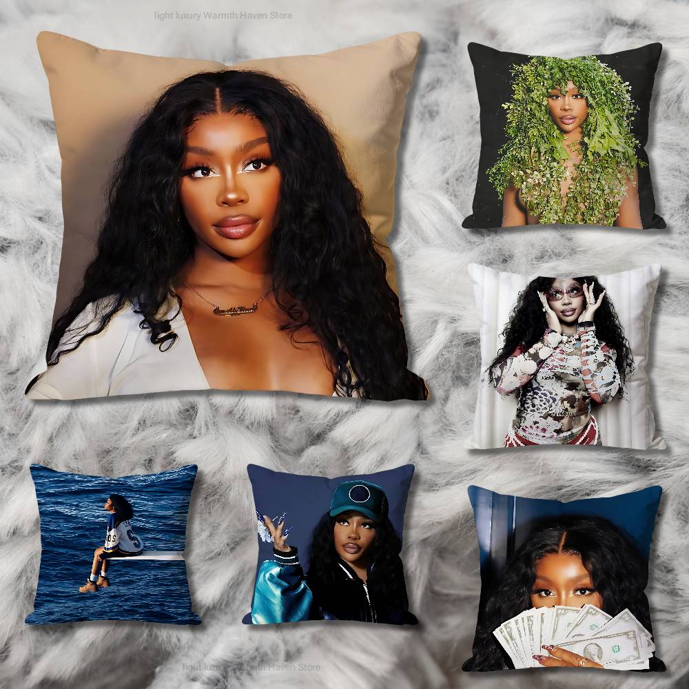 SSZA SOS Singer Various Sizes Square Pillow Case For Car Home Bedchamber Decor Custom Valentine Gift