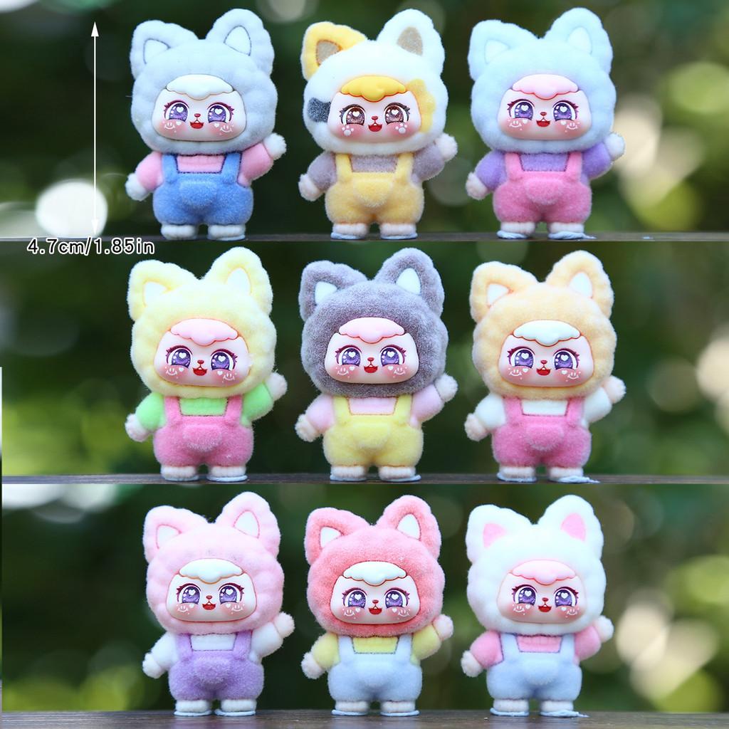 9pcs Cute Fox Headwear Overalls Girl Model Ornament Set For Kids And Collectors