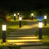 Luzes Solares de Jardim Melhoradas - Luzes de Pilar LED de Aço Inoxidável Impermeáveis para Decoração Externa