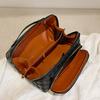 Women Makeup Organizer Bag PU Leather Makeup Storage Handbag Diamond Lattice Large Opening Makeup Bag for Home Business Trip