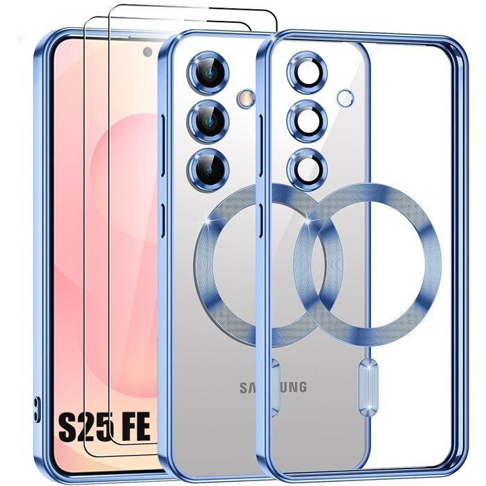 Coque de Protection - BOOLING - pour Samsung Galaxy S25 FE - avec Cercle Magnétique Bleu - 2 Vitres