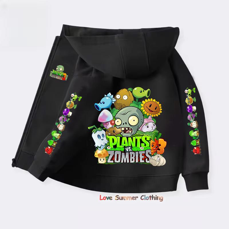 Zombies Zip Up Hoodie Kawaii Kinder Streetwear Pflanzen Kinder Hoodie Zombies Reißverschluss Kinder Sweatshirt Kind Mädchen Junge Top Kapuzenpullover