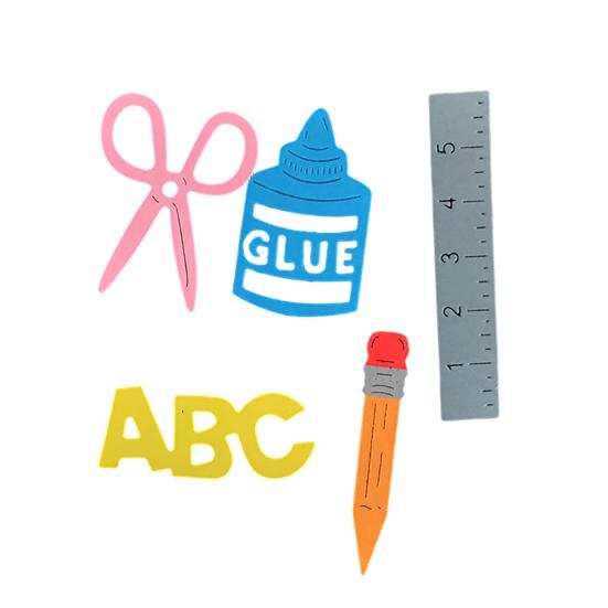 Stationery Die Cuts, Metal Cutting Dies, Scissors Glue Ruler Pencil ABC Letters Dies, School-themed Dies for Scrapbooking Card Making Embossing DIY