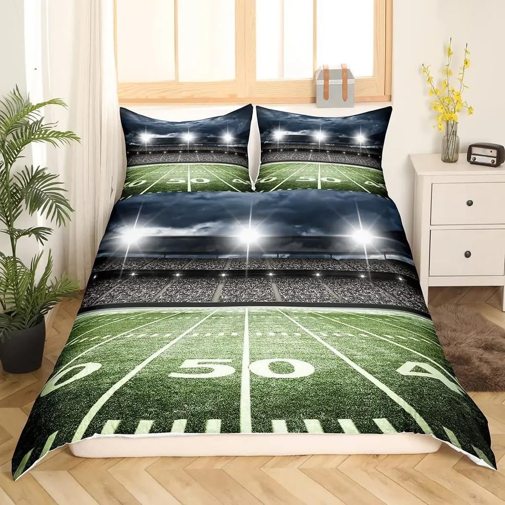 Football Duvet Cover Set Hand Drawn Sketch Soccer Sports Bedding Set for Boys Teens Men Twin Comforter Cover